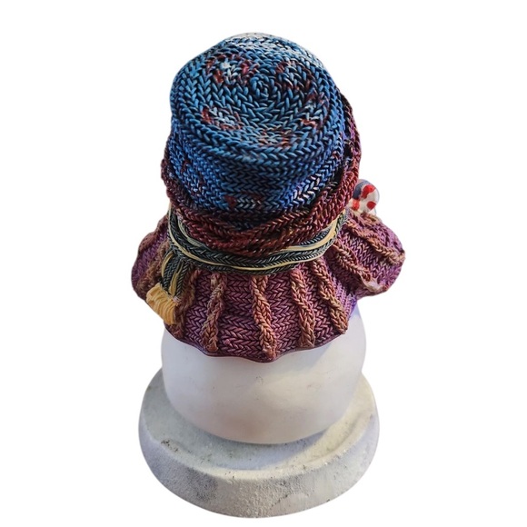 Vintage Snowman Stocking Holder with Home Scene and Stocking in Vibrant Colors - Picture 2 of 3